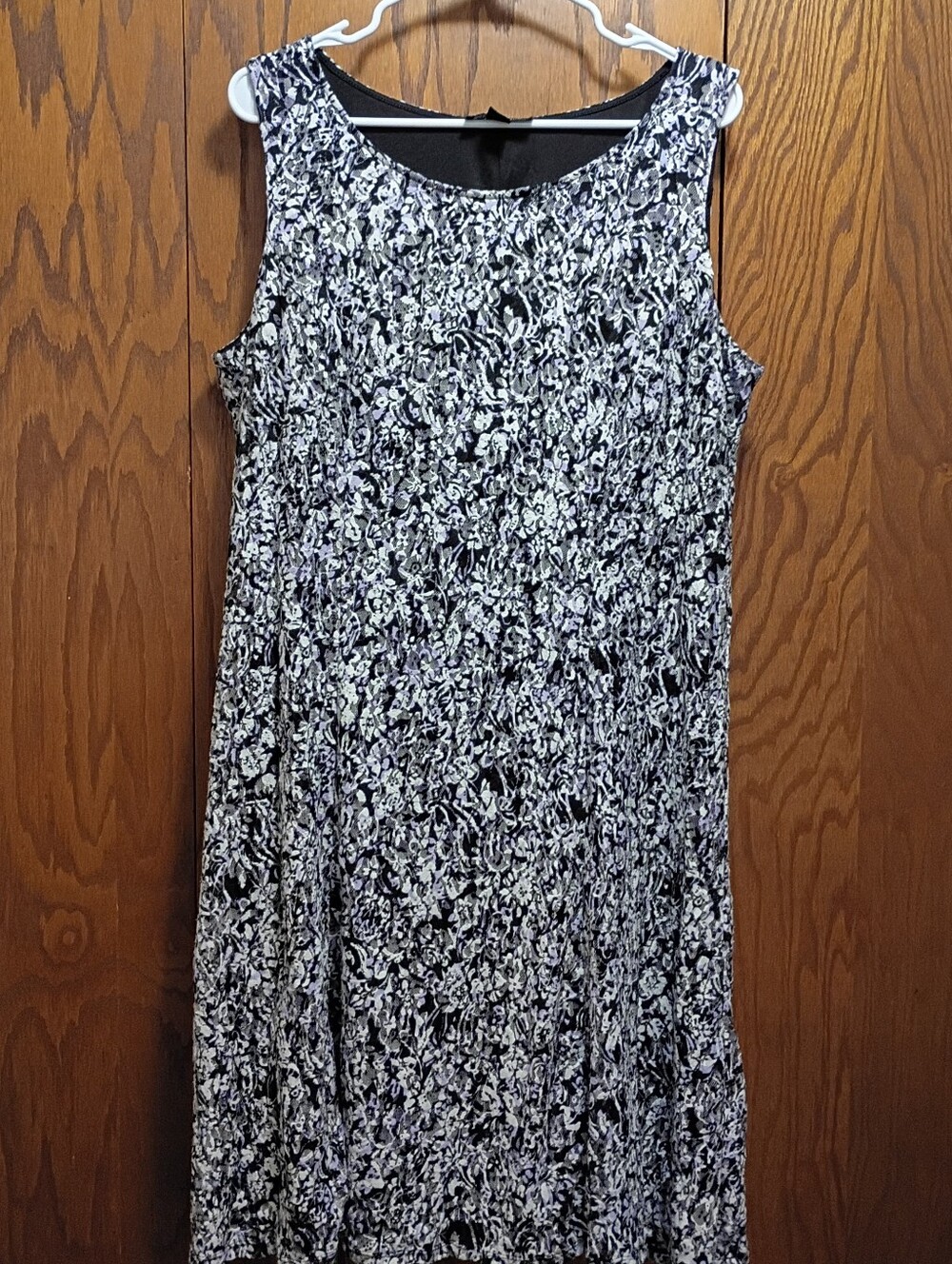 Perceptions Sleeveless Black and White Floral A-Line Dress